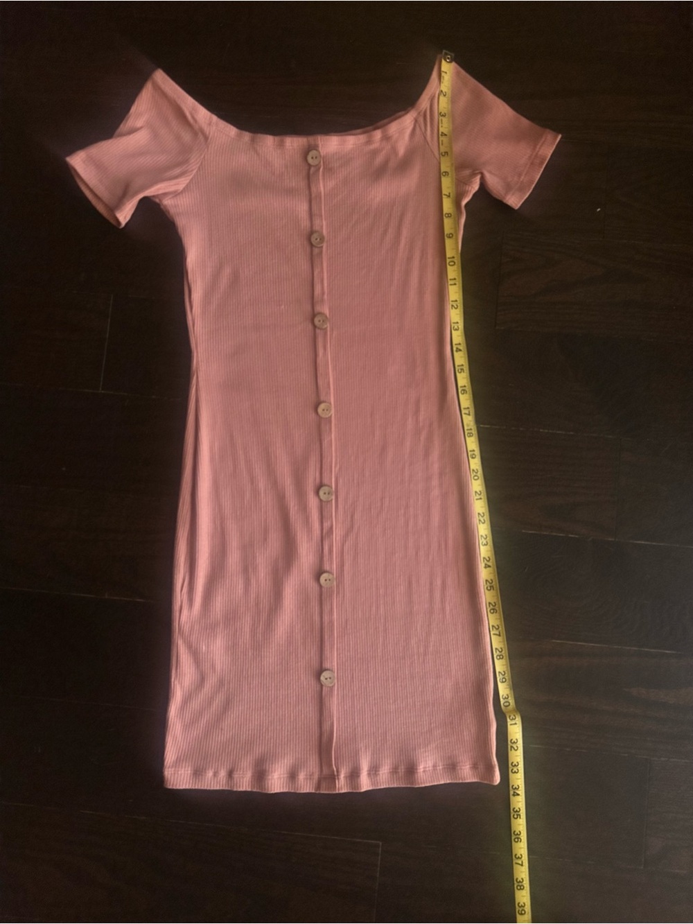 Bluenotes Off-Shoulder Button-Front Pink cotton bodycon Dress m